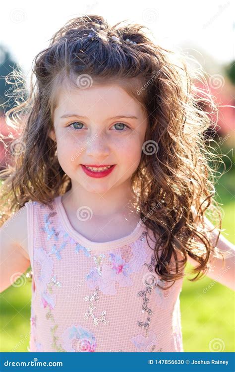 Five Year Old Girl Portrait Before Dance Performance Stock Photo