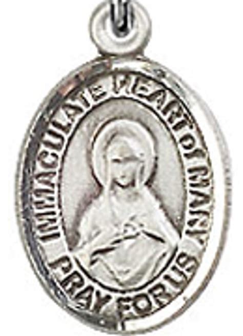 Immaculate Heart Of Mary 50 Oval Sterling Silver Side Medal