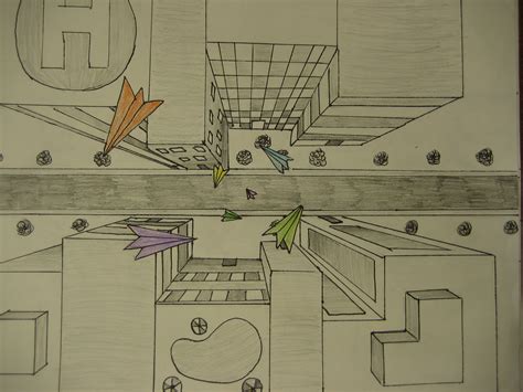 Birds Eye View One Point Perspective Art Lessons Middle School