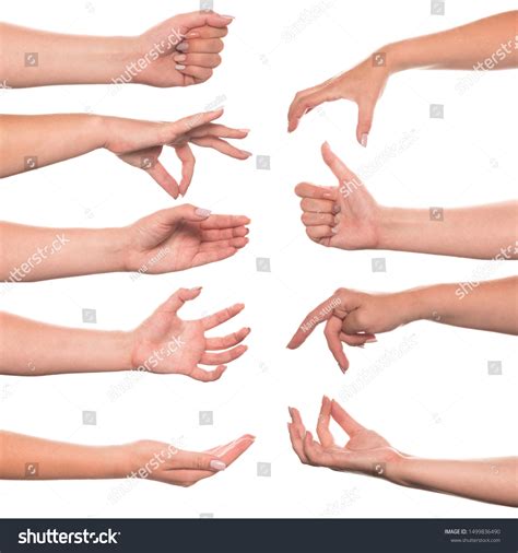 Set Womans Hand Measuring Invisible Items Stock Photo 1499836490