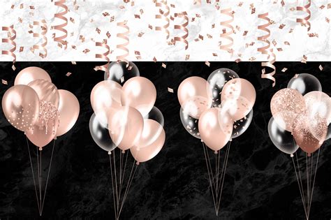 Rose Gold Balloons Clipart Party Clip Art Balloons And Etsy