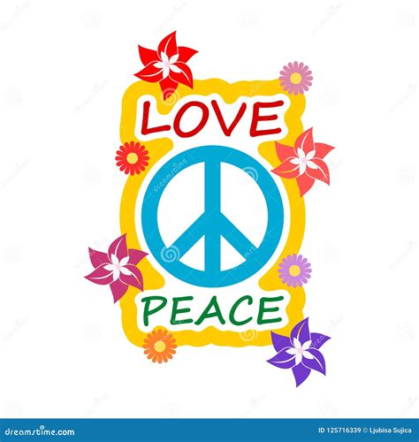 Love And Peace Hippie Style Design Stock Vector Illustration Of