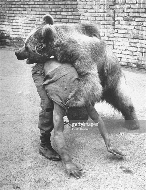April 1951 An Iranian Performace Of A Man Wrestling A Bear In Public