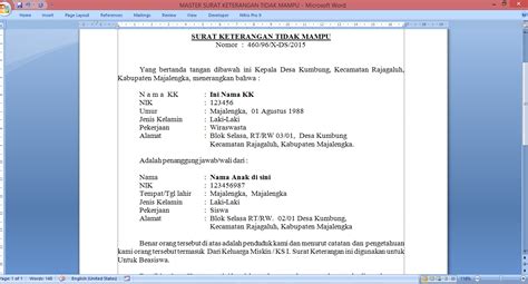 Pelapor, kepala desa tawaran, bocah brumbung mohammad areif, sh. Surat Keterangan Tidak Mampu untuk Desa menggunakan Mail ...