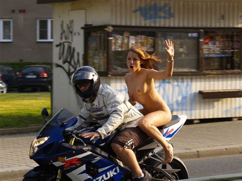 Nude Motorcycle Passenger Waving As Her Picture Is Nudeshots