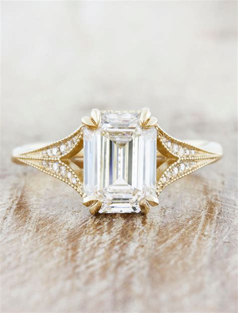 Lexeen Emerald Diamond Vintage Inspired Engagement Ring Ken And Dana