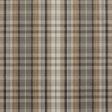Flannel Beige And Gray Plaid Tweed Upholstery Fabric By The Yard