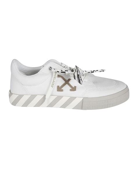Off White Co Virgil Abloh Low Vulcanized Eco Canvas Sneakers In White