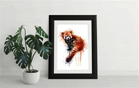 Cute Red Panda Watercolor Painting Red Panda Printable Wall Etsy