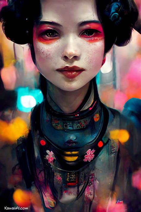 Beautiful Cyberpunk Geisha Woman Art Kawaii Ai