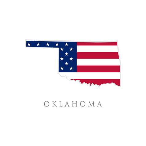 Shape Of Oklahoma State Map With American Flag Vector Illustration