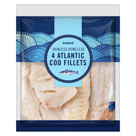 Iceland 4 Atlantic Cod Fillets 450g Fish Fillets Iceland Foods