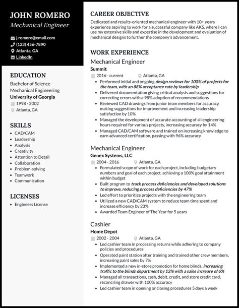 9 Mechanical Engineer Resume Examples Built For 2023