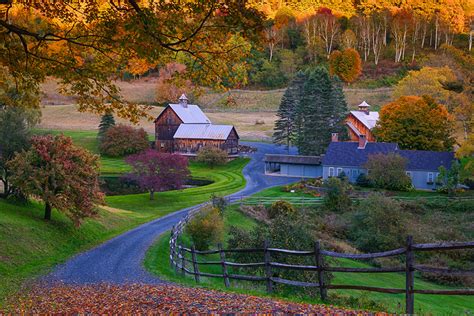 Pictures Usa Village Vermont Autumn Nature Roads