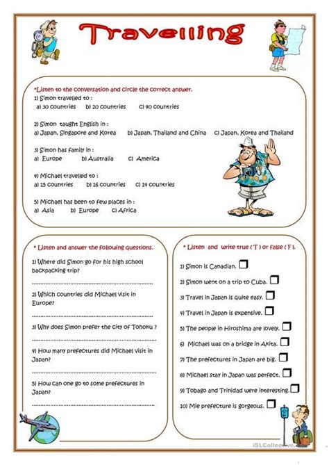 Travelling English Esl Worksheets For Distance Learning And Physical