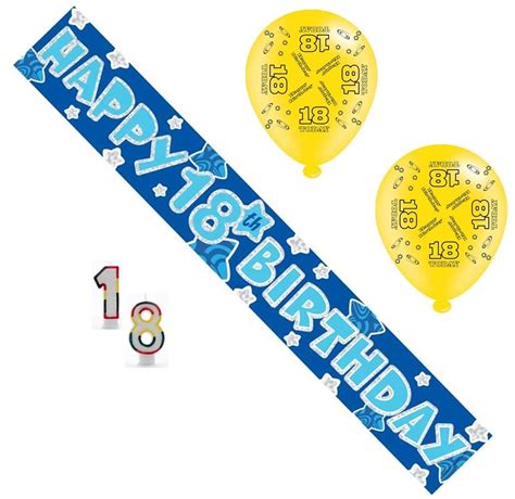 Age 18 Male Birthday Party Pack Banner Balloonscandles