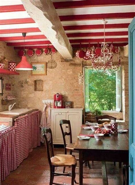 Red Vintage Country Cottage Kitchen Cottage Kitchens Pinterest