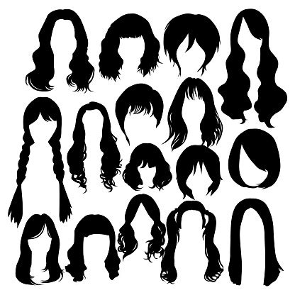 Pin the clipart you like. Vector Set Of Female Hairstyles Of Different Shapes ...