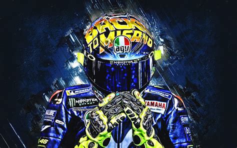 Valentino Rossi Italian Motorcycle Racer Motogp Creative Art Blue