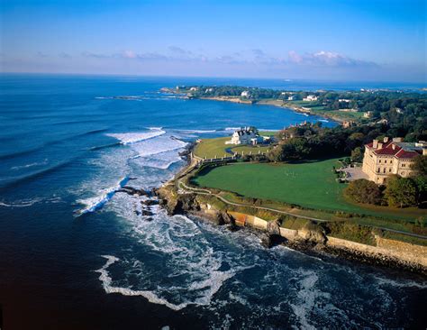 aerial photo newport rhode island coast with newport mansions credit to rhode island tourism