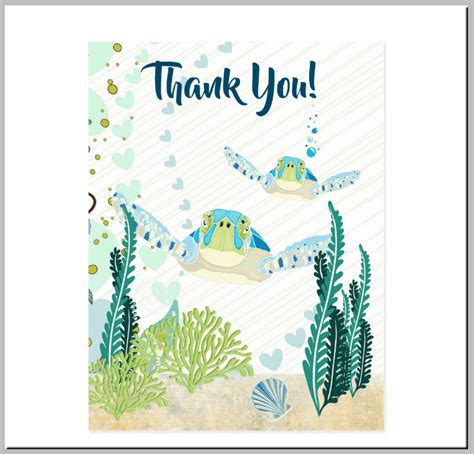 Thank You Card With Underwater Ocean Scene Handmade In Hawaii With
