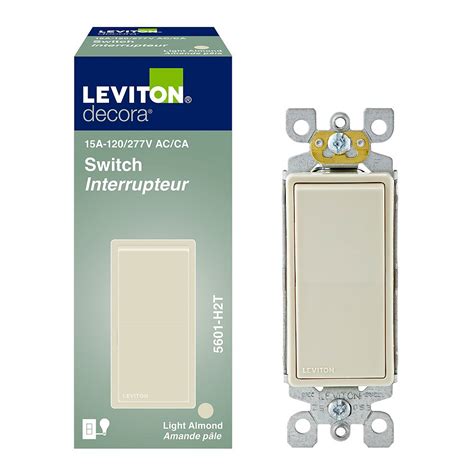 Leviton Decora Rocker Switch Single Pole 15a 120v In Light Almond