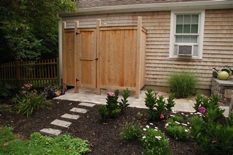 Deluxe Outdoor Shower With Garden Beach Style Patio Boston By
