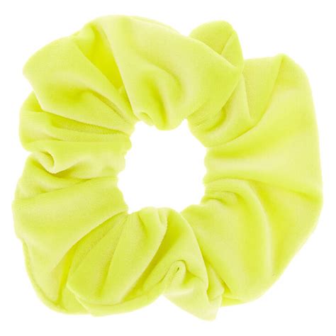 Velvet Hair Scrunchie Neon Yellow Claires Us