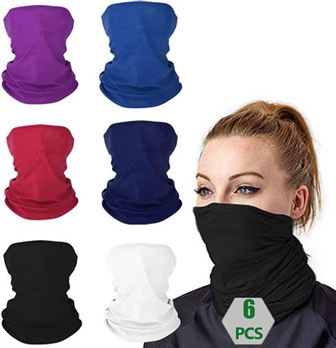 face covering 6 pack unisex multifunctional headwear neck gaiter seamless neck scarf bandana