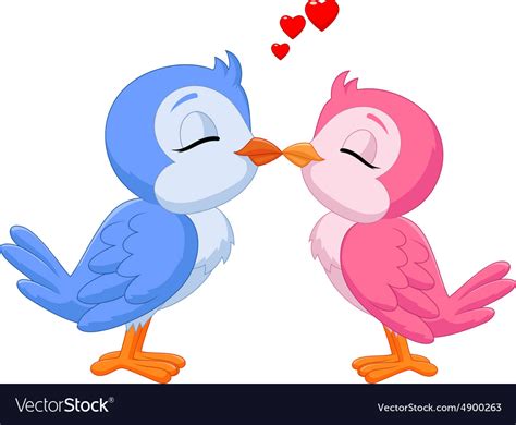 Two Love Birds Kissing Royalty Free Vector Image
