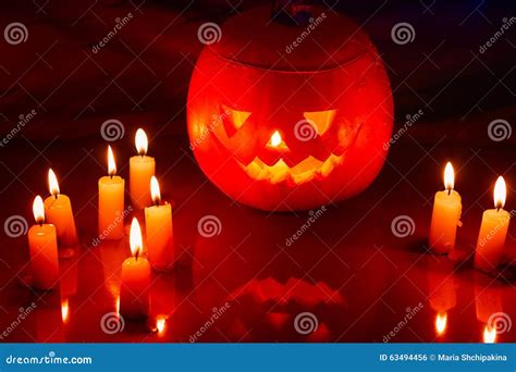 Scary Halloween Pumpkin Lantern Jack O Lantern Stock Photo Image