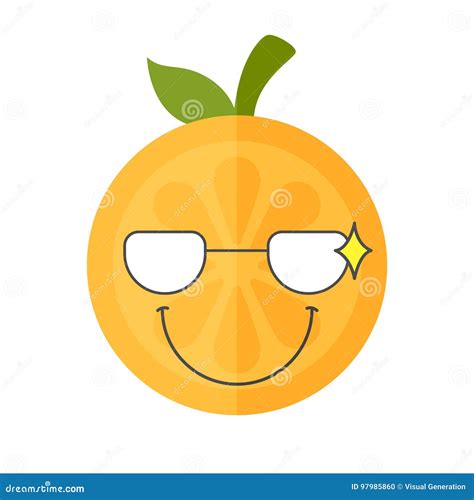 Emoji Smart Smiling Orange With Glasses Isolated Vector Stock