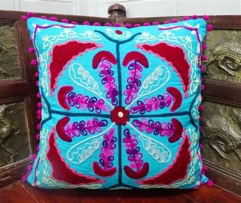 multicolor cotton cushion cover suzani embroidery cushion cover size 16x16 inch at rs 325 in