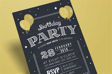 Chalkboard Birthday Invitation Design Template Place