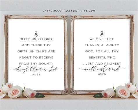 Catholic Kitchen Blessing - Prayer Before and After Meals - Bless Us O