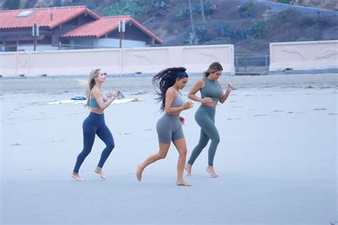 Kim Kardashian And Friends In Bikini Doing Yoga On The Beach In Los
