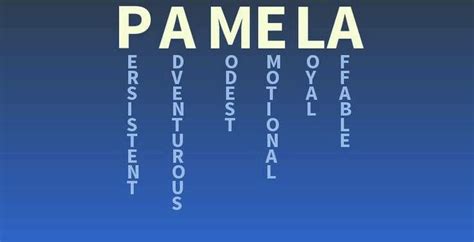 The Word Pamela Is Written In White On A Blue Background