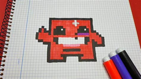 Como Dibujar A Super Meat Boy Pixel Art Youtube