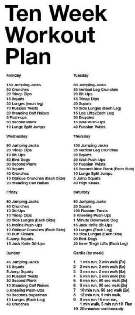 If you're looking for a 10 minute workout, we've got 10 of them for you right here. 10 Week Workout Plan! by guadalupe #looseweight in 2020 ...