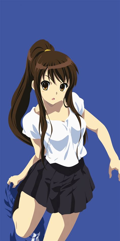 Download Wallpaper 1080x2160 Cute Anime Girl Minimal Haruhi Suzumiya