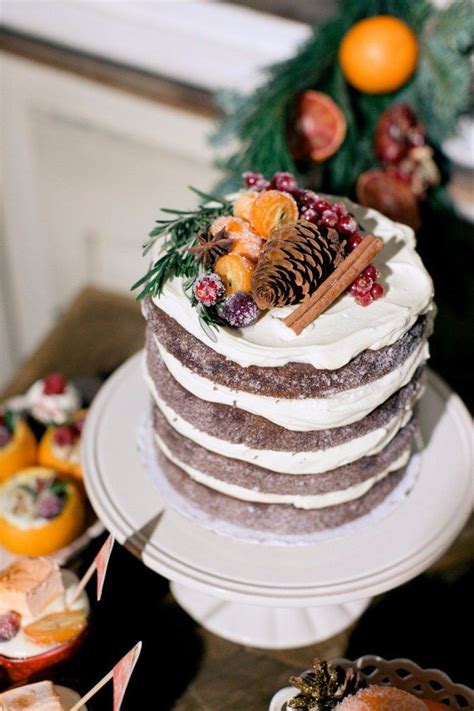 Rustic Winter Wedding Cake Naked Winter Wedding Cake