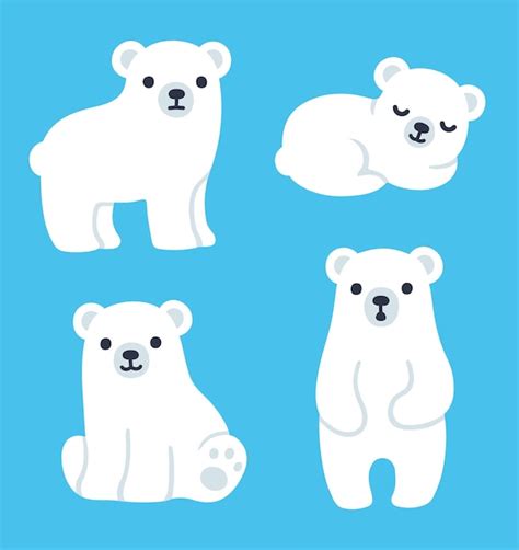 Premium Vector Cute Cartoon Polar Bear Cubs