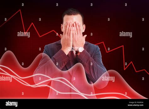Stock Market Broker Covering Both Eyes With Hands As Blind To Financial