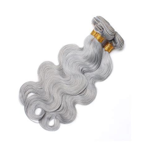 Color Platinum Grey Body Wave Brazilian Virgin Hair Weaves 3pcs Buddles