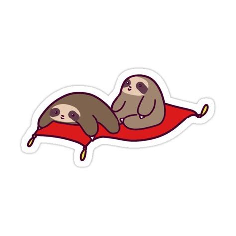 Magic Carpet Sloths Sticker By Saradaboru Cute Stickers Turtle