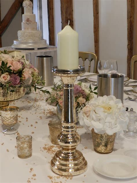 We hope for the day when the whole world will stand up and say. GOLD MERCURY GLASS CANDLESTICK - Wedding Day Hire