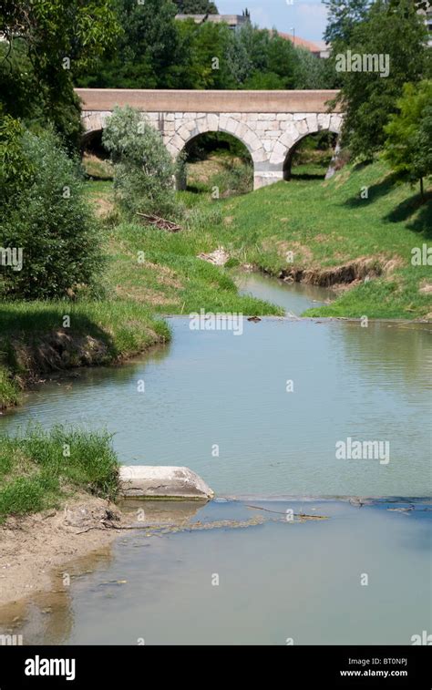 The Bridge Over The Rubicon River Where Julius Caesar Crossed The Stock