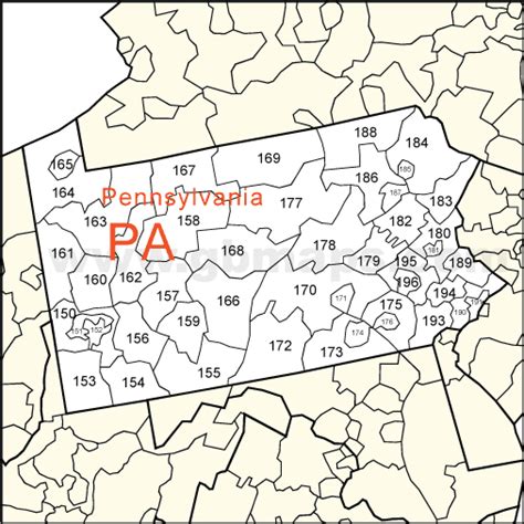 Zip Code Map Of Pennsylvania Map Vector