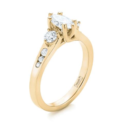 Moissanite three stone engagement rings is a replacement of diamond engagement ring. 14k Yellow Gold Custom Three Stone Marquise Diamond Engagement Ring #104581 - Seattle Bellevue ...