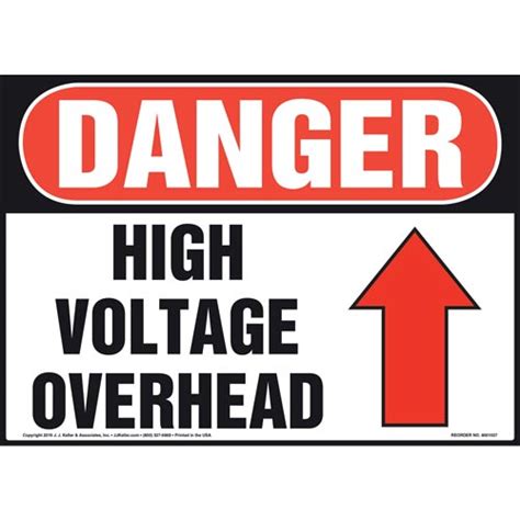 Danger High Voltage Overhead Osha Sign